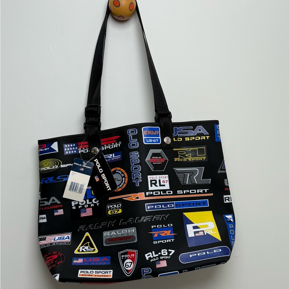 Ralph Lauren Black Logo Pattern Tote